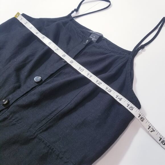 Something Navy Women size Medium Black Layered Midi Sundress Button Front - Picture 6 of 12